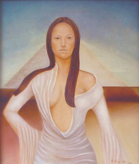 393-faraóna,vestido blanco Oil Textile Figure Painting