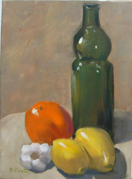 Botella con frutas