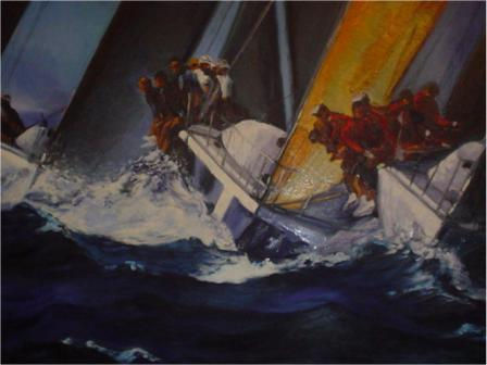 regata 4 Oil Textile Marine Painting