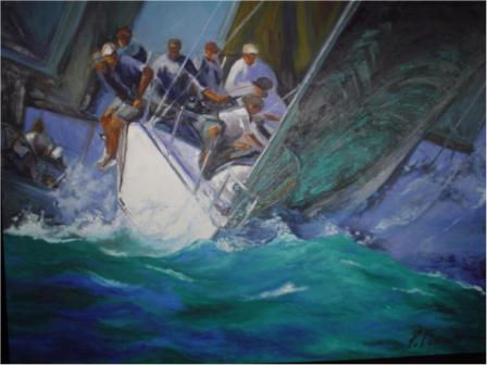 mar turquesa Oil Textile Marine Painting