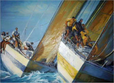 regata 3 Oil Textile Marine Painting