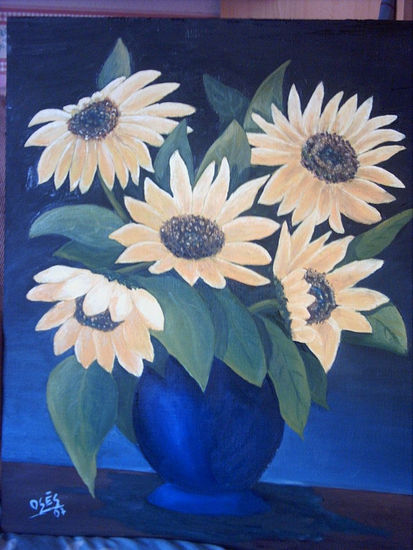 GIRASOLES Oil Panel Floral Painting