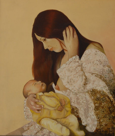 maternidad Oil Canvas Figure Painting