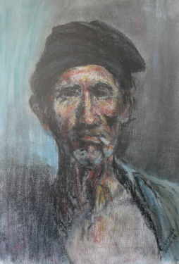 Estudio de rostro Pastel Paper Figure Painting