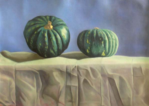 zapallos verdes Oil Canvas Still Life Paintings