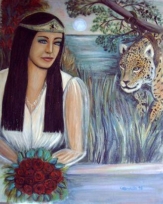 PRINCESA MAYA Óleo Lienzo Retrato