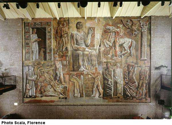 Corporate Italy and figures symbolizing work and industry