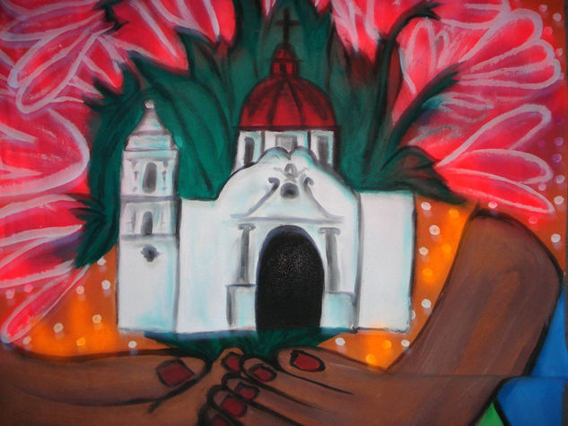 " LA IGLESIA DE TEHUIXTLA " Oil Canvas Landscaping