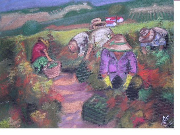 campesinos trabajando Pastel Card