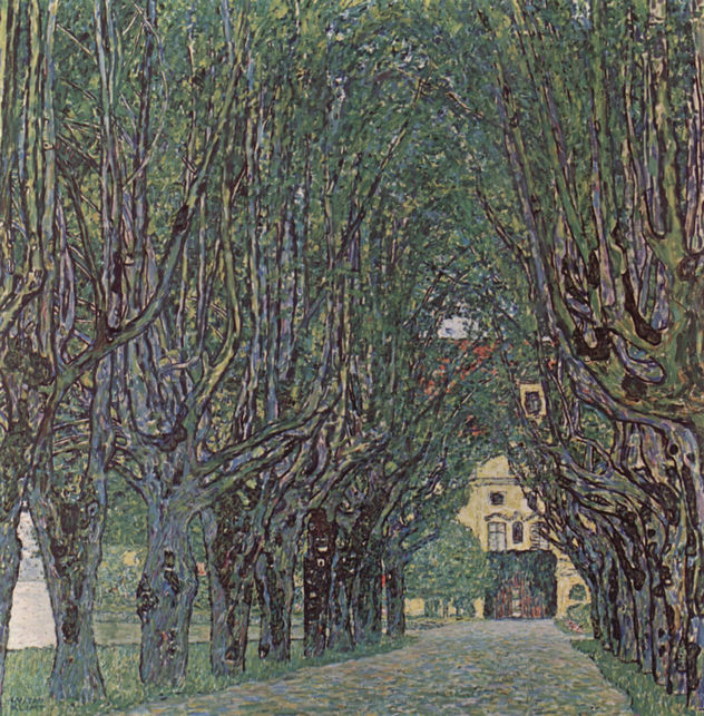 Tree-lined road leading to the manor house at Kammer, Upper Austria (1912)