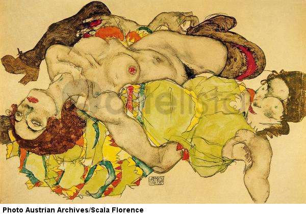 Two Girls Lying in a Crossing Position, 1915