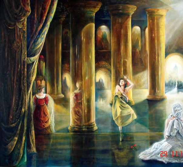 En el Templo Oil Canvas Figure Painting