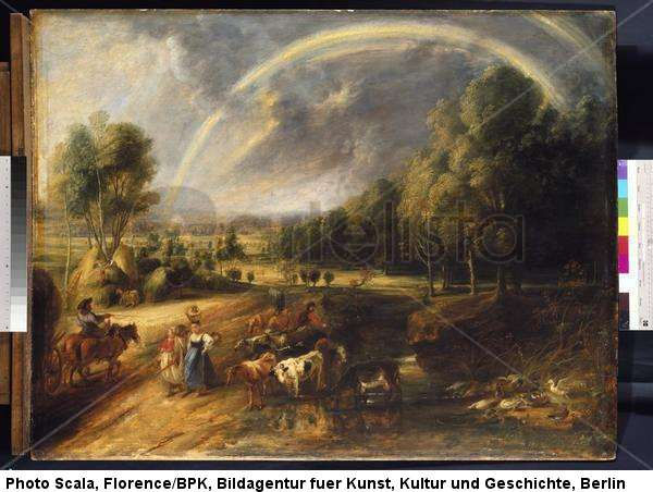 Paisaje con un arcoíris