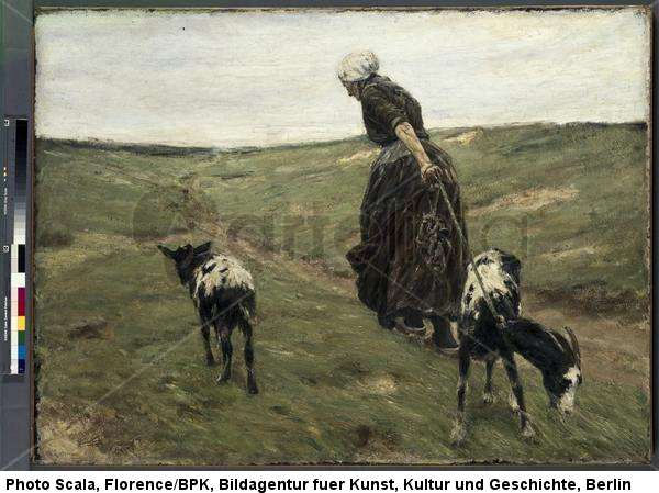 Woman with goats in the dunes