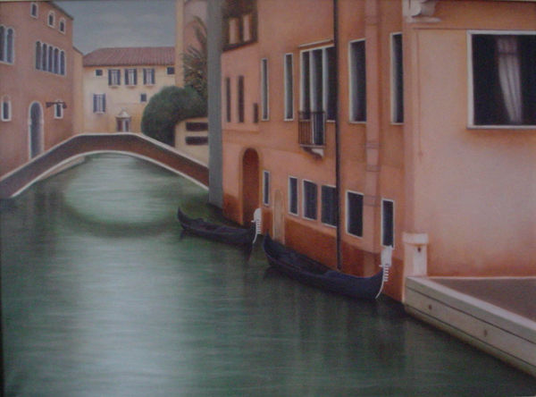 419-Venecia , idealizaciòn abstracta Oil Textile Landscaping