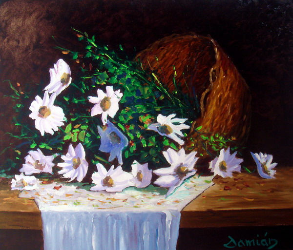 margaritas Oil Panel Floral Painting