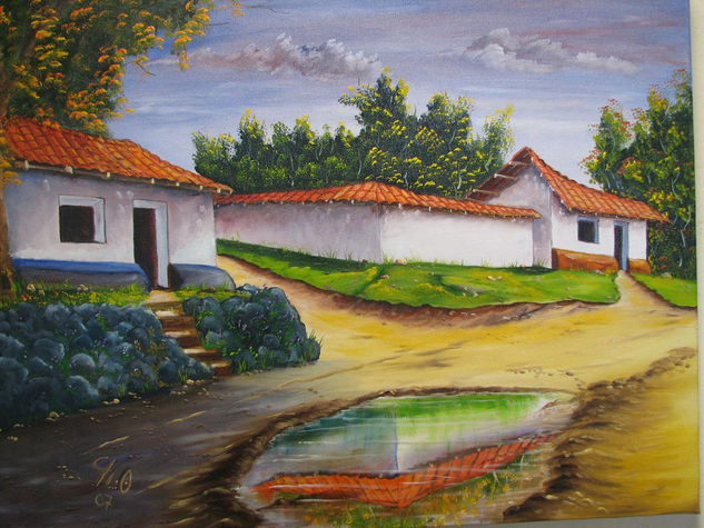 Barrio tipico Oil Canvas Landscaping