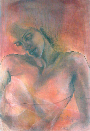 410- Mujer, Rosa, paño ,isa Mixed Media