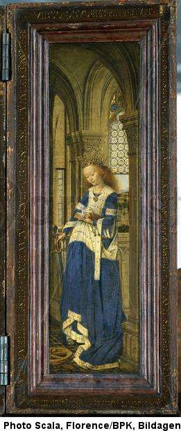 Wing altar of Mary with the Child, Saint George, and Saint Catherine. Right wing, inside: Saint Catherine, 1437
