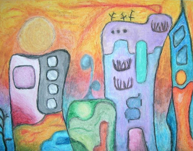 Ciudad Pastel Cartulina Paisaje