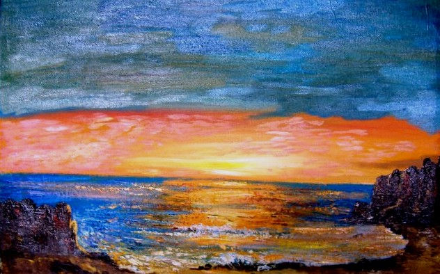 Atardecer Oil Canvas Marine Painting