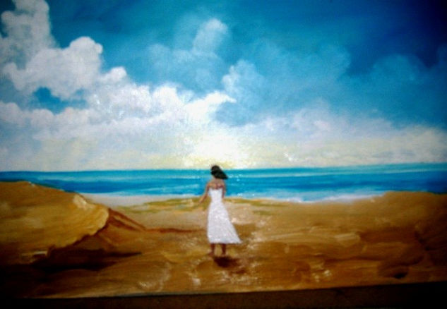 Mar y mujer 2 Oil Canvas Marine Painting