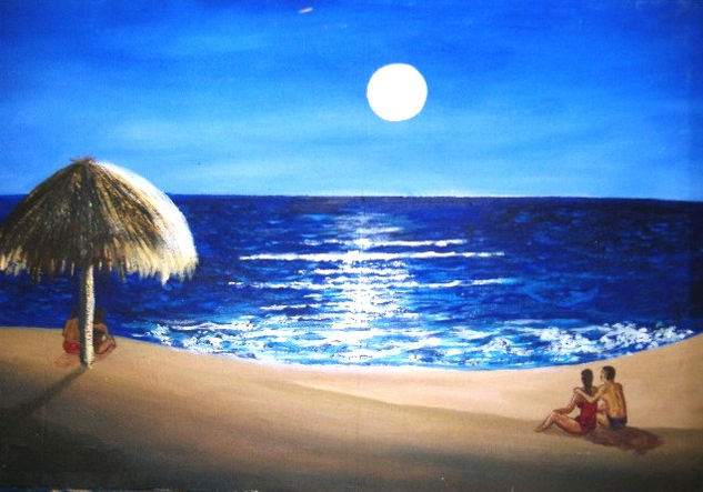 Mar y amor Oil Canvas Marine Painting