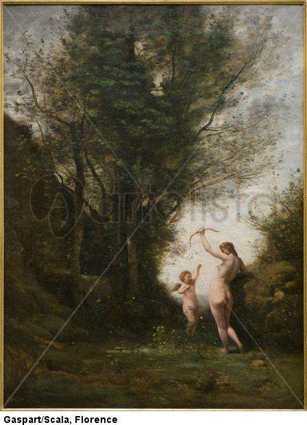 Une nymphe jouant avec un amour - A nymph playing with a love. 1857