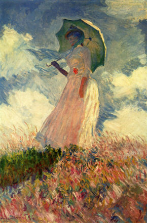 Essai de figure en plein air aka Femme a l'ombrelle tournee vers la gauche - Test Figure outdoor aka Woman with a Parasol turned to the left.. 1886