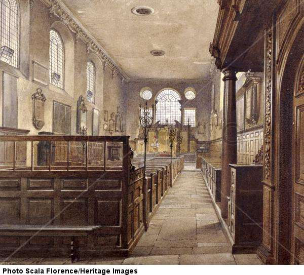 Interior of St Olave Jewry, London, 1887
