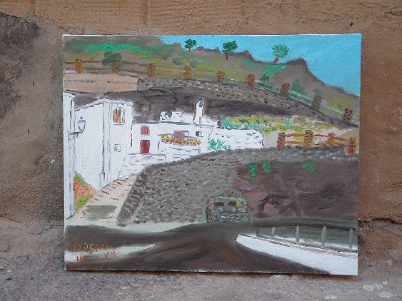 Alpujarra AlMERÍA OhanesEl puerto  y fuente Oil Canvas Landscaping