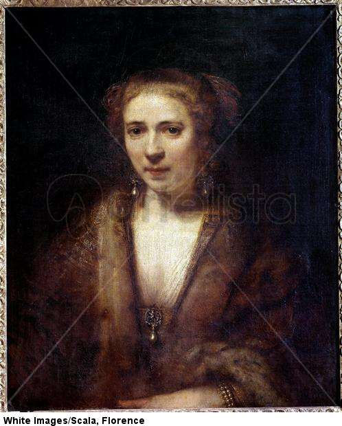 Portrait of Hendrickje Stoffels (1625-1663) in a velvet beret, companion of the painter, 17th century.
