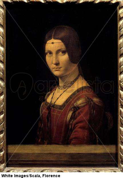 Portrait of a lady. Portrait of a lady from the court of Milan, wrongly called 'the beautiful ferronnière'. 15th century.