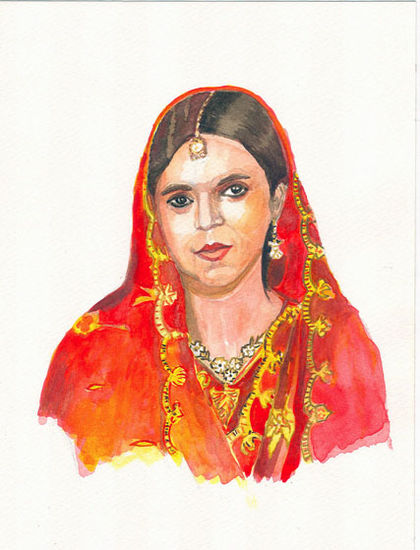 The Bride Watercolour Paper Portrait