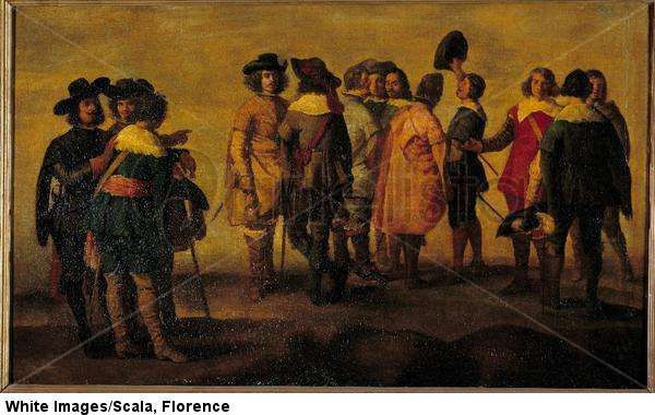 Conversation or meeting of thirteen characters 17th century