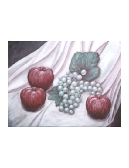 uvas y manzanas. Óleo Lienzo