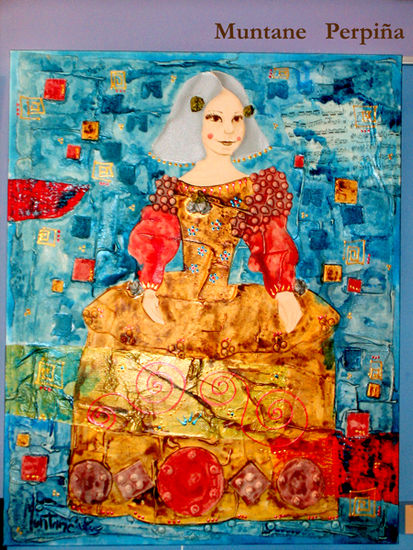 Menina Daurada Mixed media Canvas Figure Painting