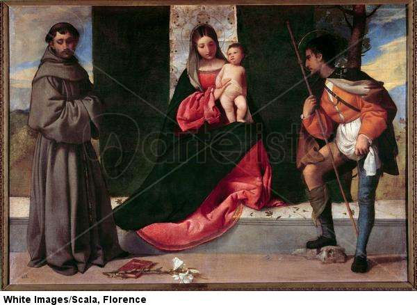 La Virgen y el Niño entre San Antonio de Padua y San Roque, siglo XVI