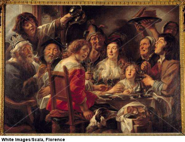 The king drinks or the drawing of the bean of Epiphany, 17th century