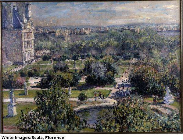 View of the Tuileries and the gardens in Paris in 1875