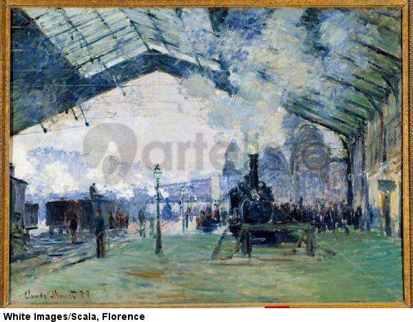 View of the Saint-Lazare station in Paris and the Normandy train. 1877