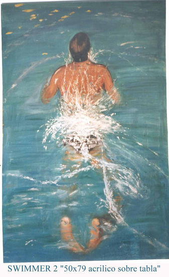 SWIMMER2 Acrylic Panel Figure Painting