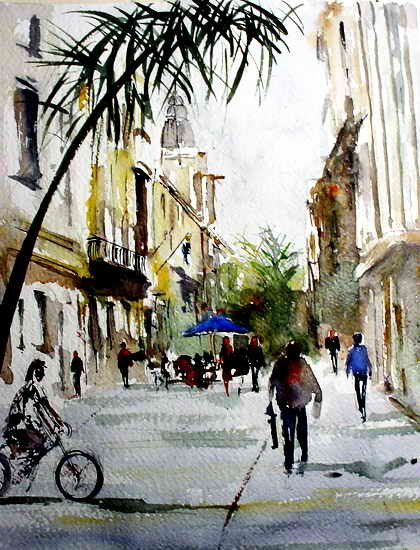 peatonal Sarandi 2 Watercolour Paper Landscaping