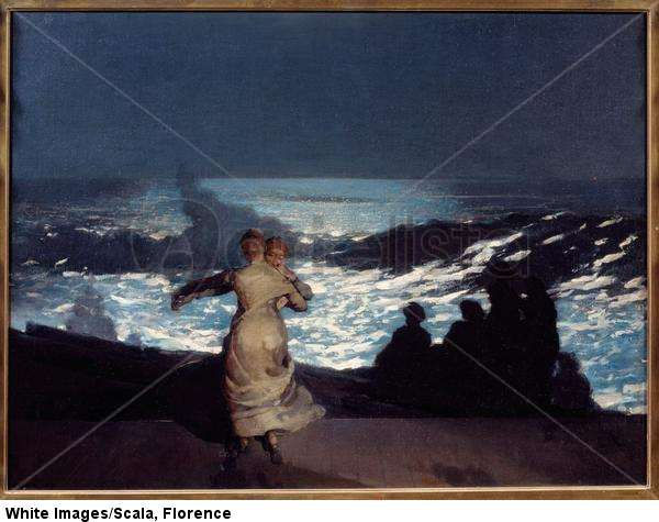 Noche de verano. Mujeres bailando a la luz de la luna. 1890