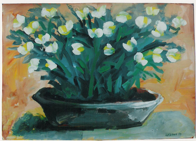 Florero 3 Oil Card Floral Painting