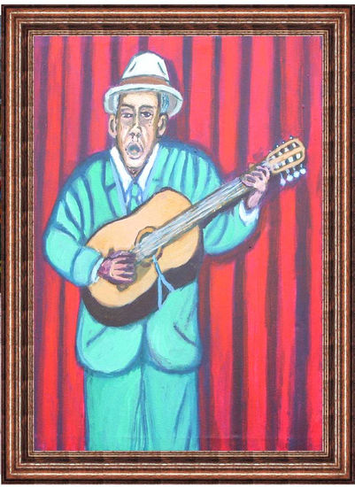 Compay Canta Óleo Lienzo Retrato