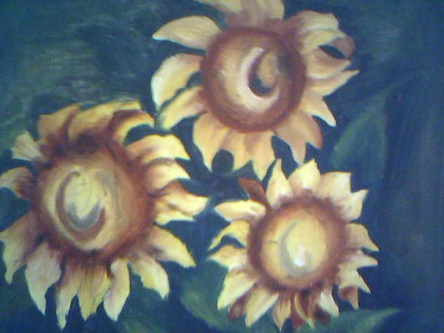 Girasoles Oil Panel Floral Painting