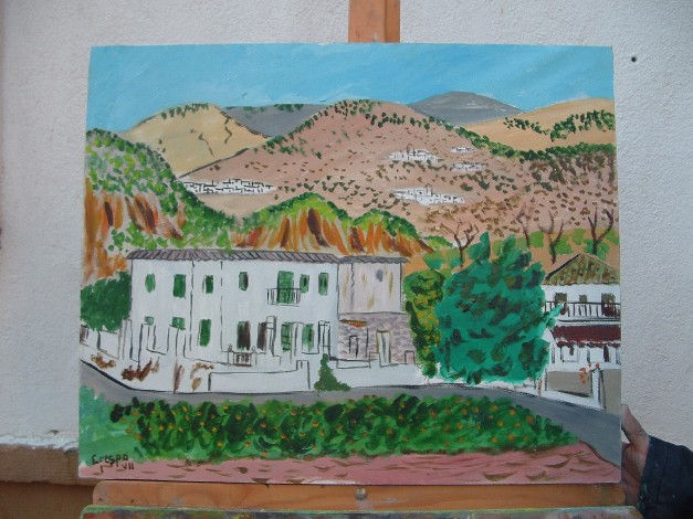 Alpujarra Granada Ugijar Cortijo  Este pintor tiene cuadros en colecciones de cuatro continentes Óleo Lienzo Paisaje