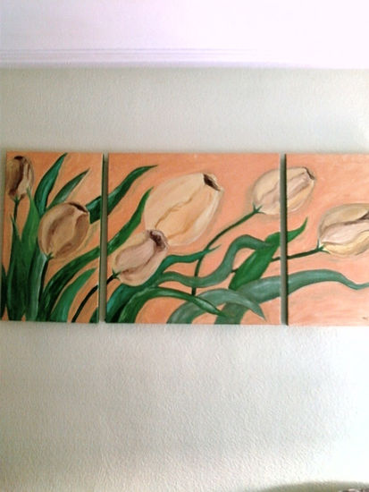 Tulipanes al viento Oil Canvas Floral Painting