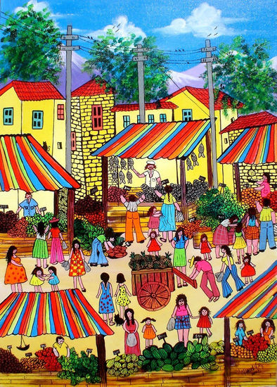 FERIA DE LA VILLA MEXICO Acrylic Canvas Landscaping